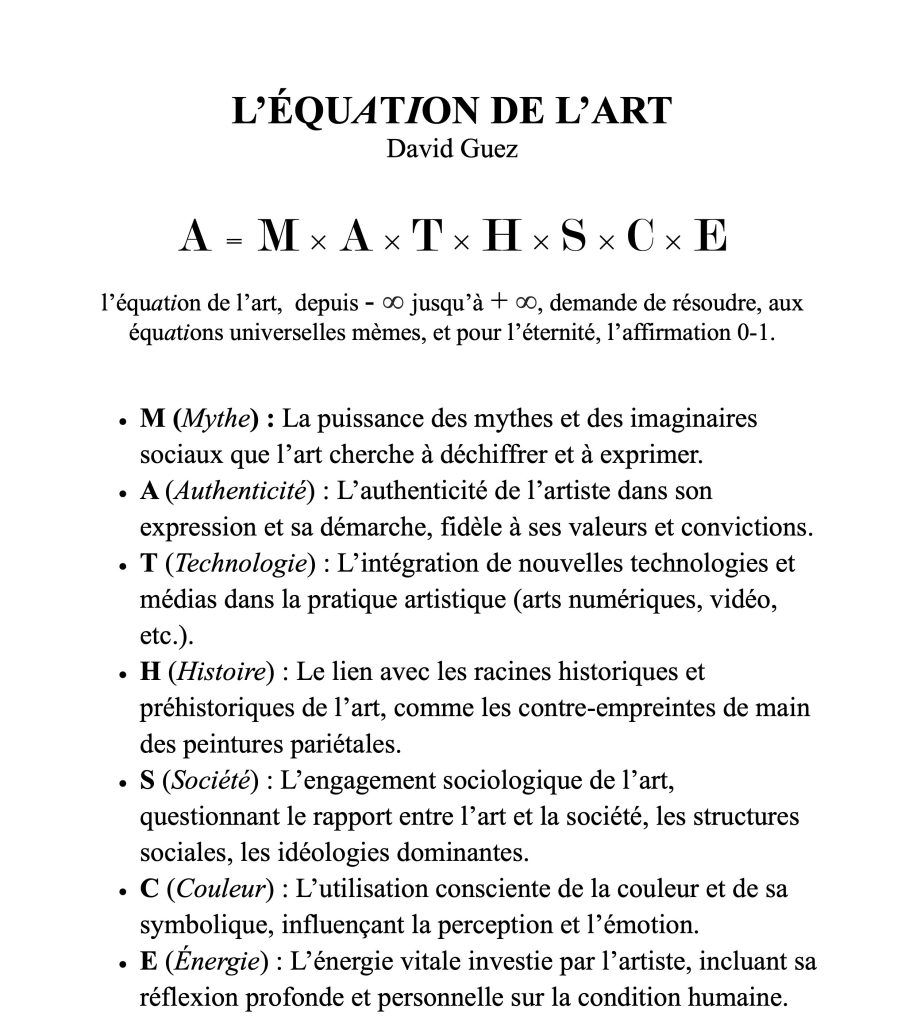 David Guez, L’Équation de l’art