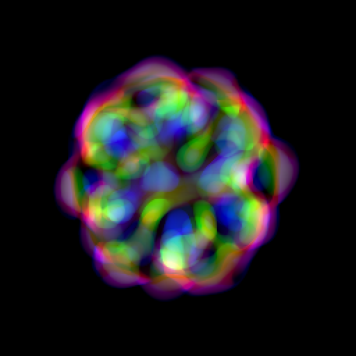 Une forme de vie mathématique produite par Lenia, automate cellulaire continu créé par Bert Wang-Chak Chan. Image : Bert Wang-Chak Chan, projet Lenia.