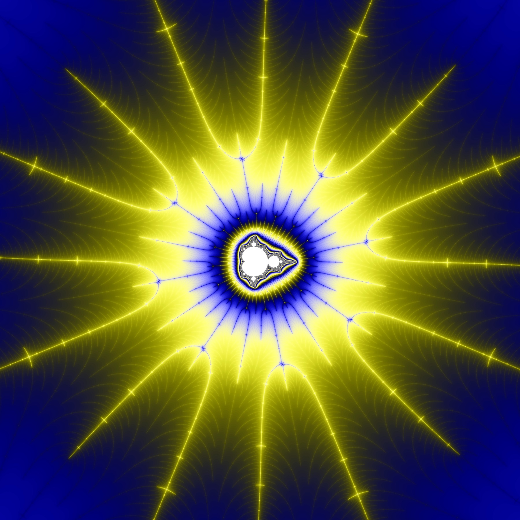 Détail de l’ensemble de Mandelbrot : une règle mathématique brève produit une géographie théoriquement inépuisable. Image : Aokoroko, CC0, Wikimedia Commons.