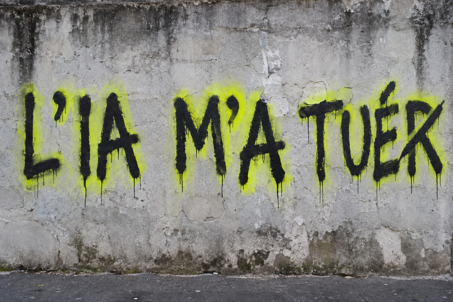 Graffiti L’IA m’a tué avec un R final barré