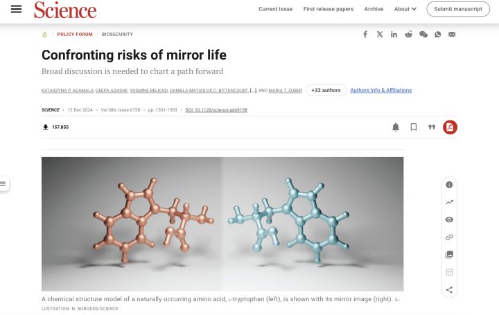 Adamala et al., « Confronting risks of mirror life », Science, 2024.