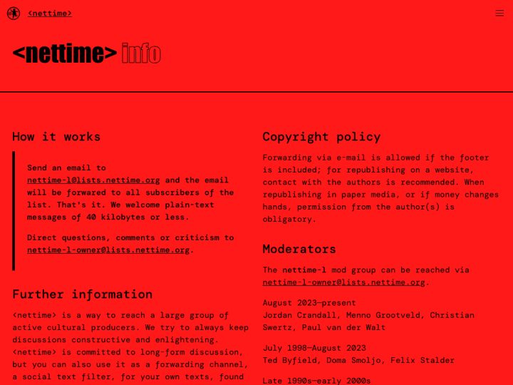Nettime — Présentation de la liste