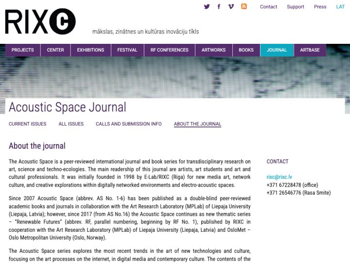RIXC — Acoustic Space Journal